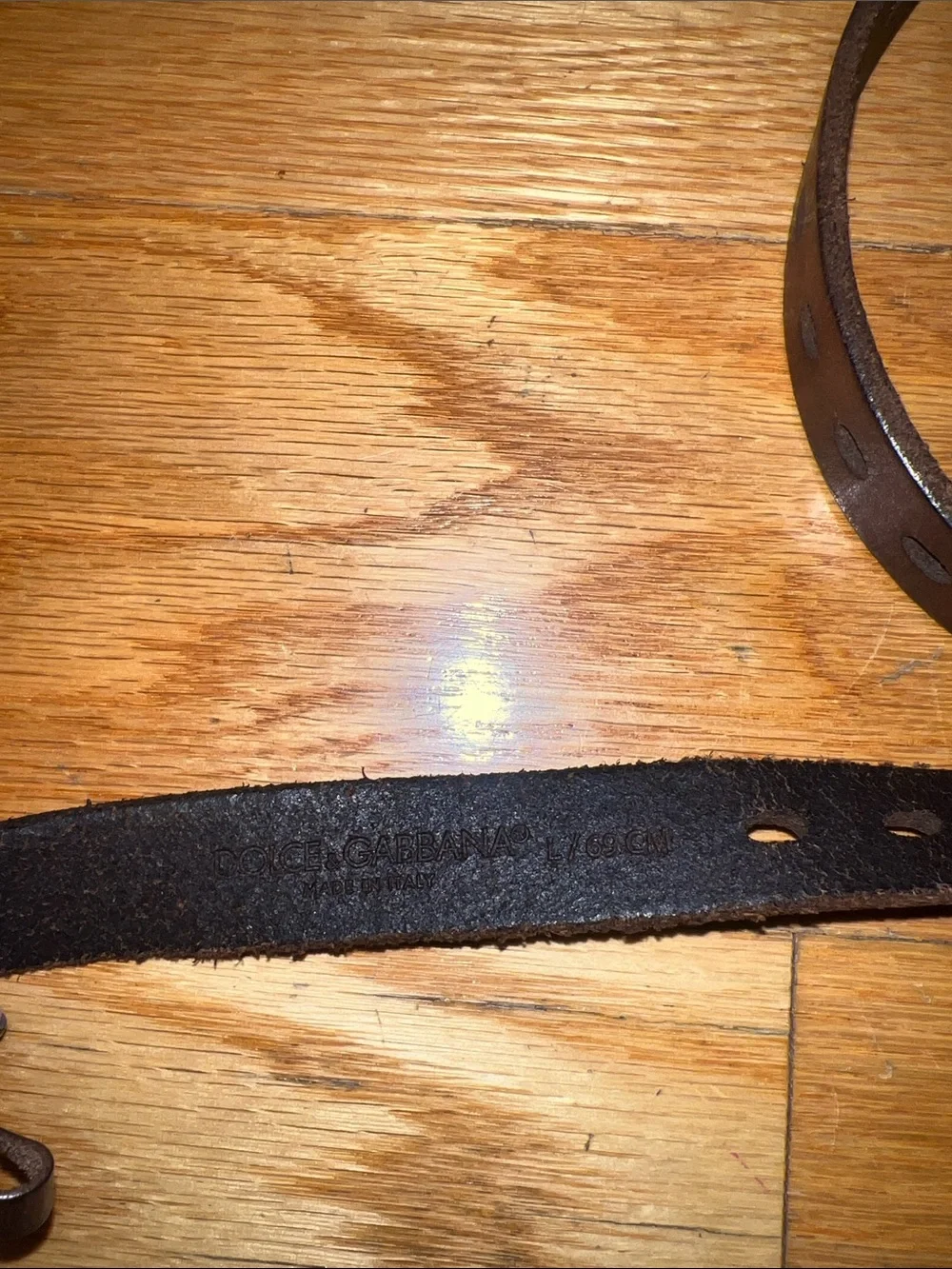 D&G Dark Brown Leather Belt with Two-Tone Logo Buckle